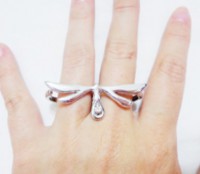 Anel dois dedos prateado (libélula) - REF: A2D5D